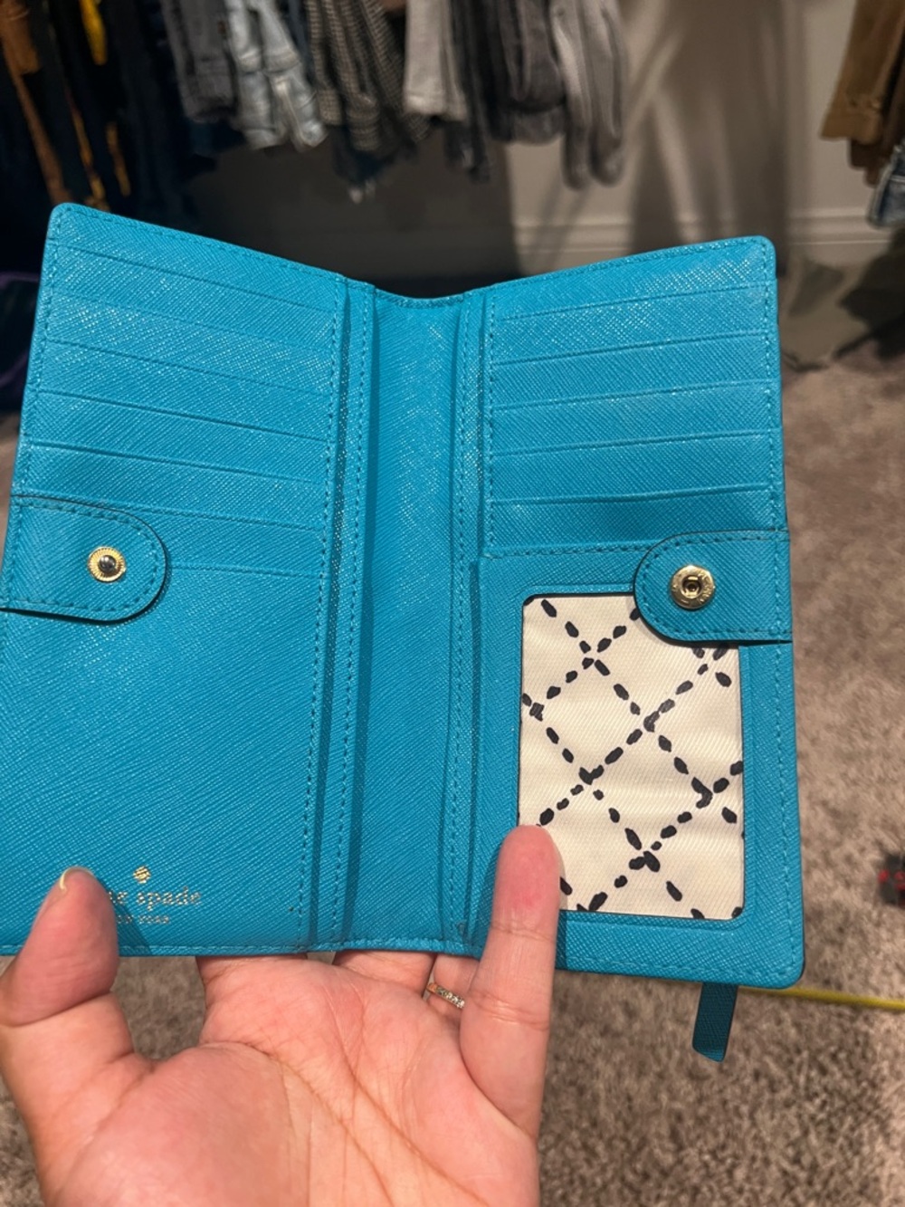 kate spade Teal Saffiano Leather Continental Wallet - Picture 3 of 4